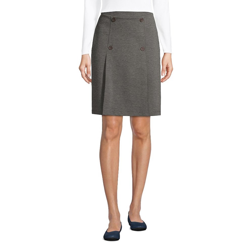Lands' End Women's School Uniform Ponte Button Front Skort Above the Knee, NWT